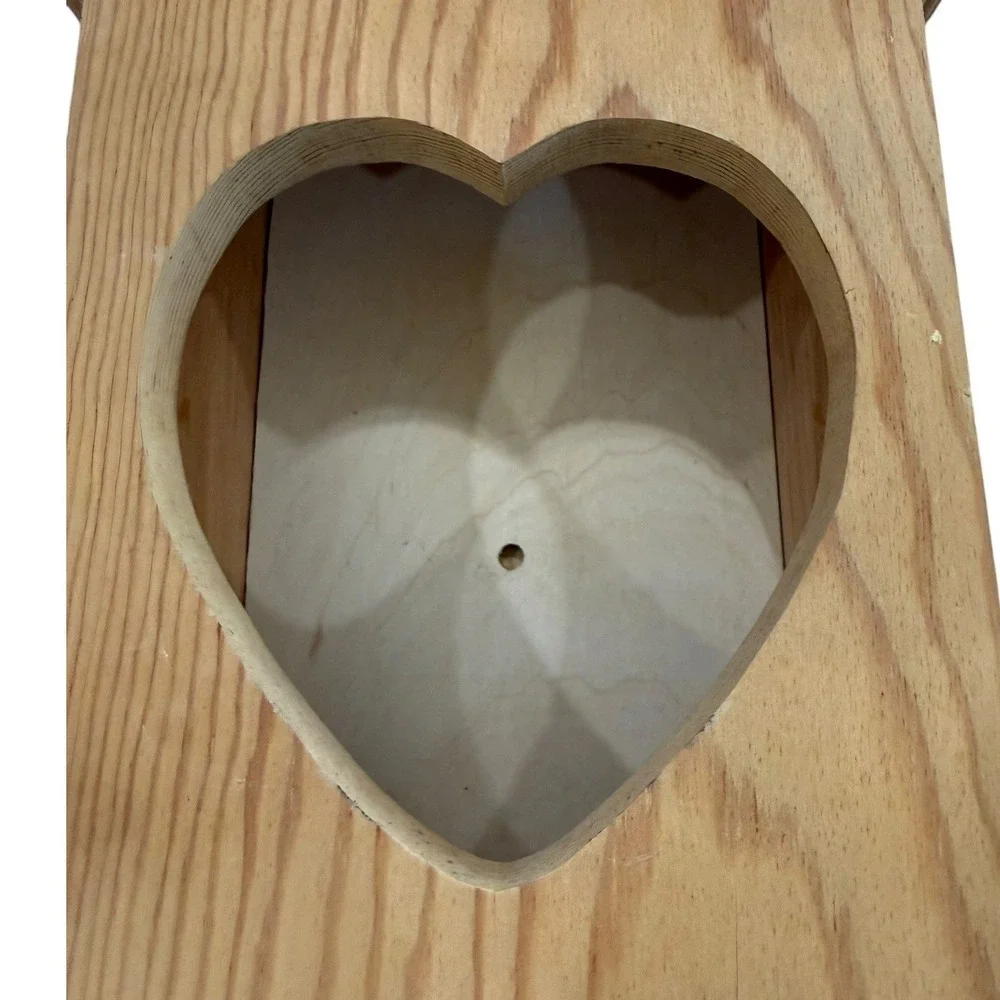 Handmade Unfinished Solid Wood Heart Wall Curio Shelf Cabinet‎ Primitive Cottage